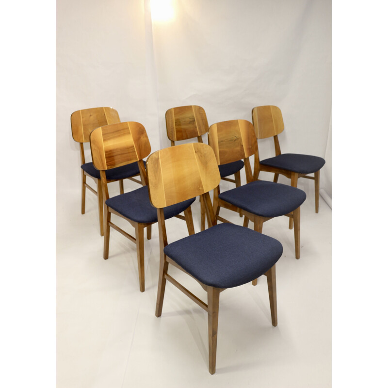 Set di 6 sedie tradizionali vintage a doghe in legno, 1960-1970