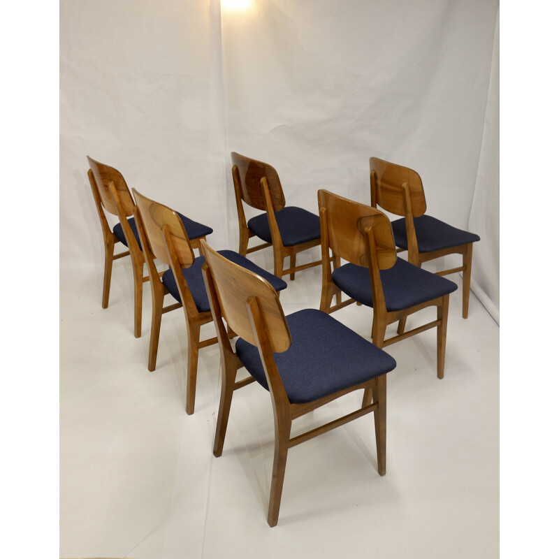 Conjunto de 6 cadeiras tradicionais de ripas de madeira, 1960-1970