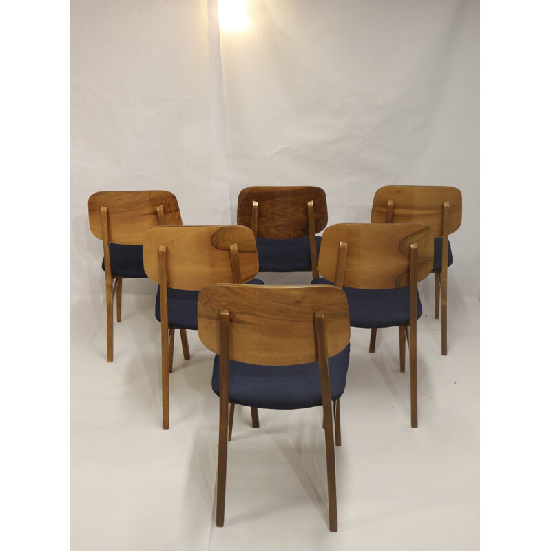 Set di 6 sedie tradizionali vintage a doghe in legno, 1960-1970