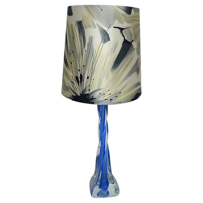 Lampe de table vintage en verre de Murano bleu, 1970