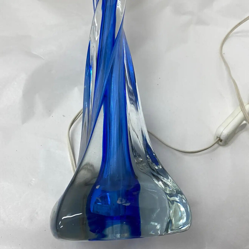 Vintage-Tischlampe aus blauem Muranoglas, 1970