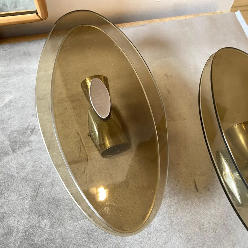 Pair of vintage space age wall sconces by Veca, Italy 1970