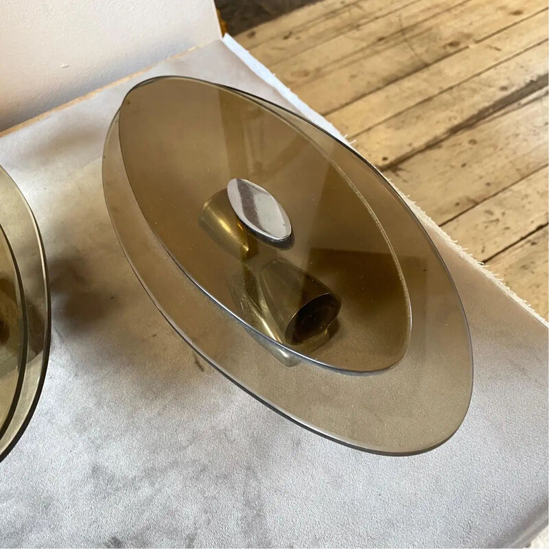 Pair of vintage space age wall sconces by Veca, Italy 1970