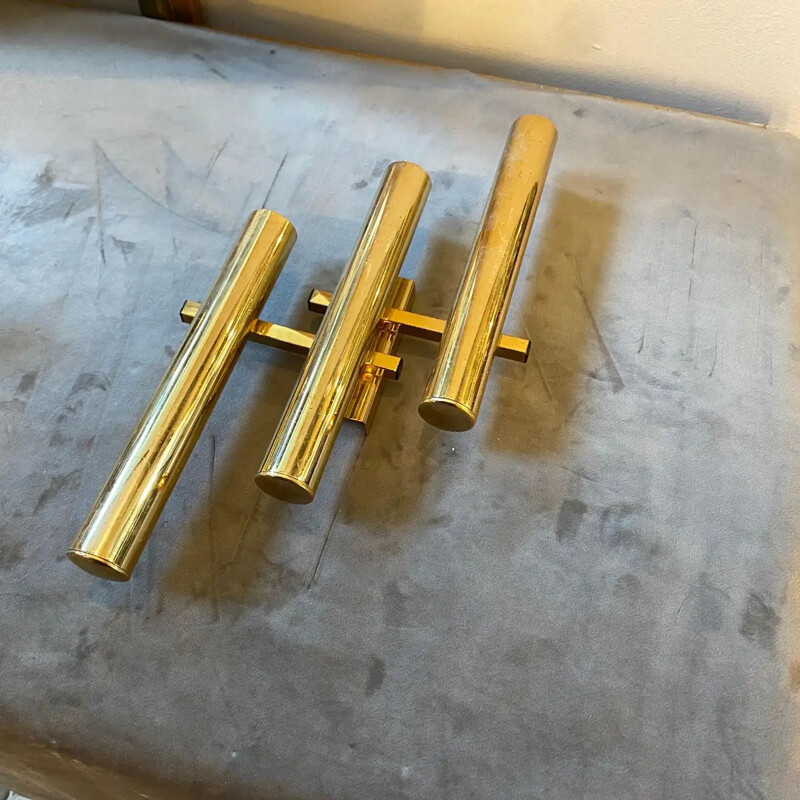 Set of 4 vintage brass modernist italian wall lamp by Gaetano Sciolari, 1970s