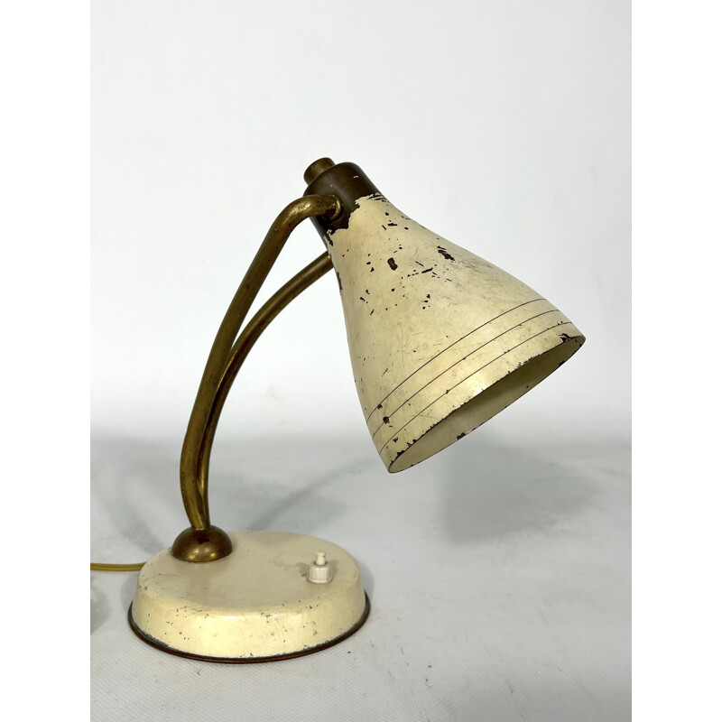 Lámpara de mesa vintage de latón lacado de Arredoluce, Italia 1950