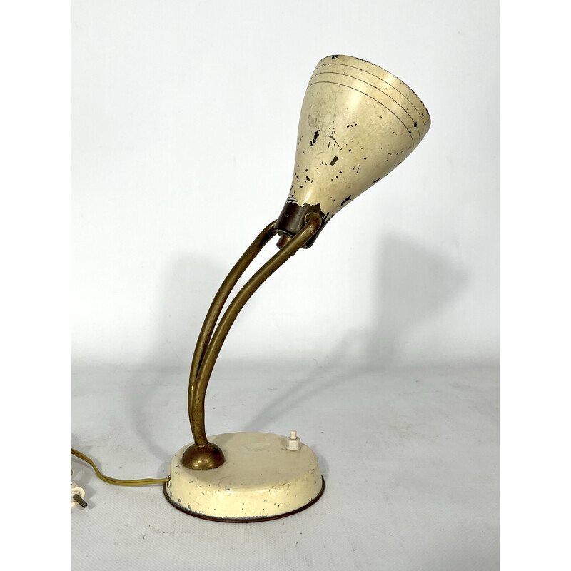 Vintage gelakt messing tafellampje van Arredoluce, Italië 1950