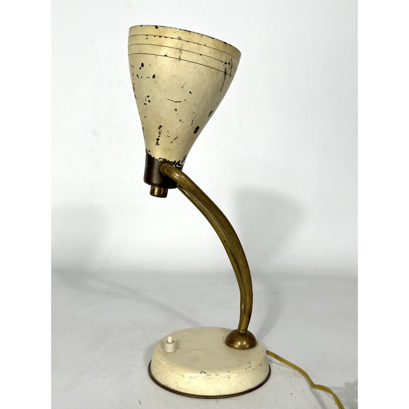 Lampe de table vintage orientable en laiton laqué par Arredoluce, Italie 1950