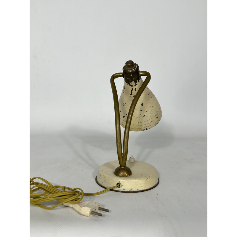 Lampe de table vintage orientable en laiton laqué par Arredoluce, Italie 1950