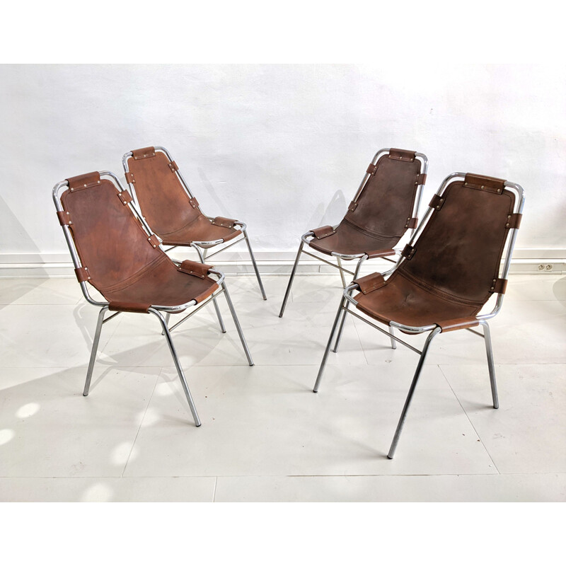 Set of 4 vintage chairs by Charlotte Perriand for Les Arcs