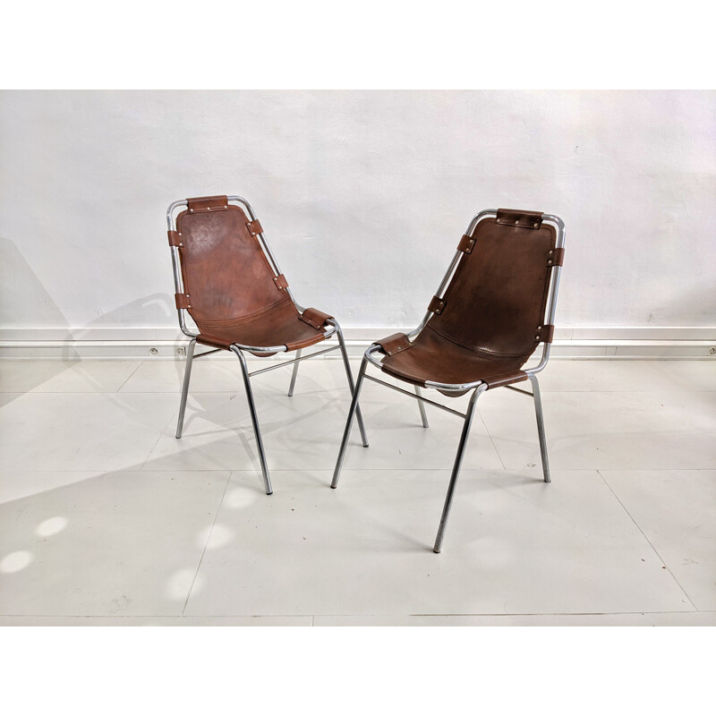 Set of 4 vintage chairs by Charlotte Perriand for Les Arcs