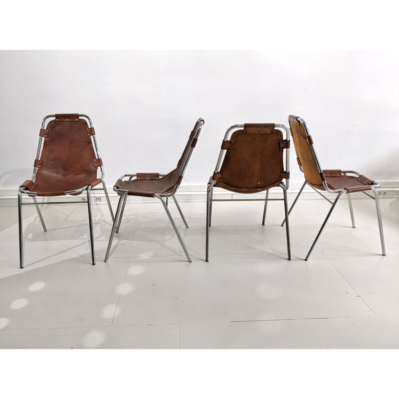 4 chaises vintage par Charlotte Perriand pour Les Arcs