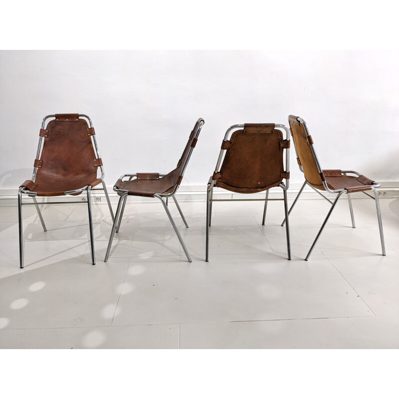 Set of 4 vintage chairs by Charlotte Perriand for Les Arcs