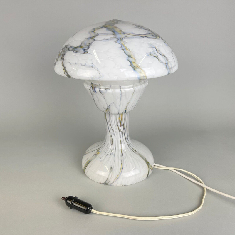 Vintage marbled glass mushroom table lamp, 1930