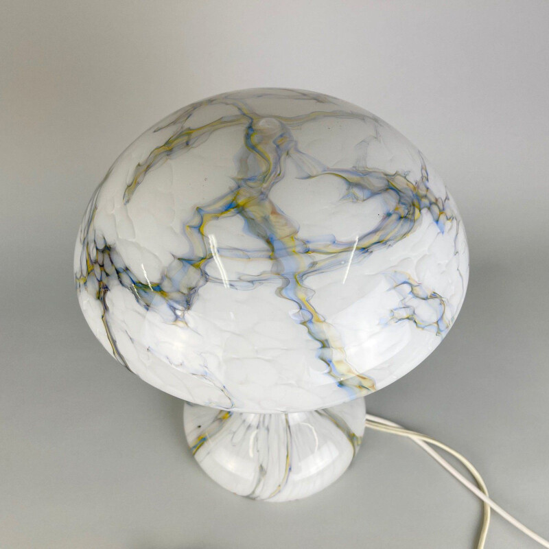 Vintage marbled glass mushroom table lamp, 1930