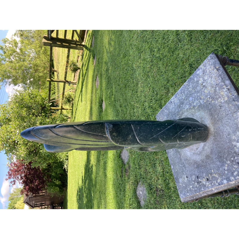 Mid-century sculpture of serpentine birds in marble