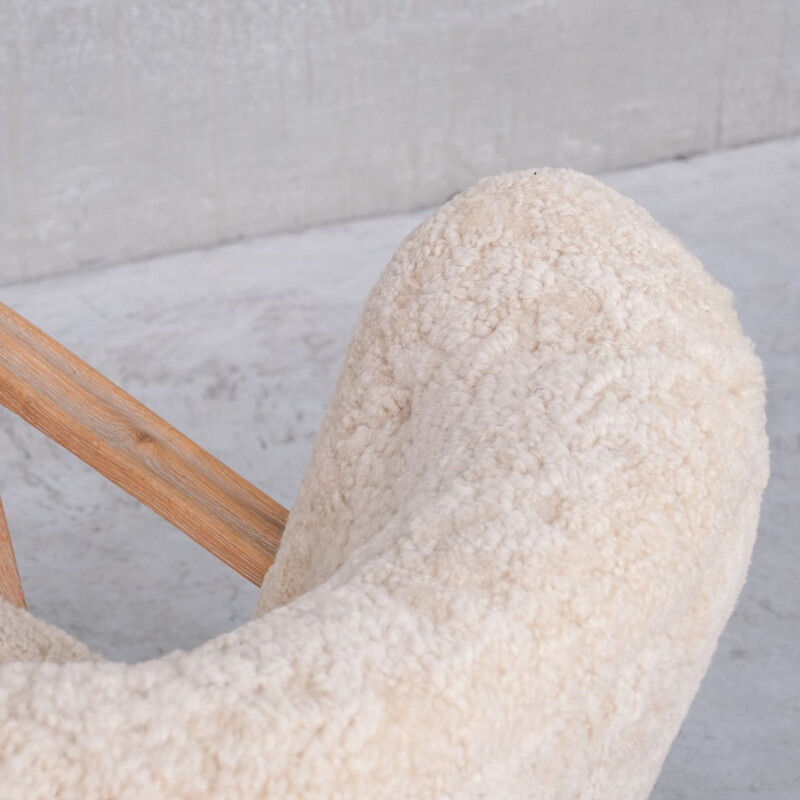 Pair of sheepskin swedish mid-century armchairs