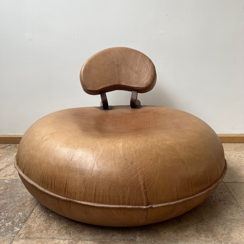 Pair of vintage leather inflatable lounge chairs