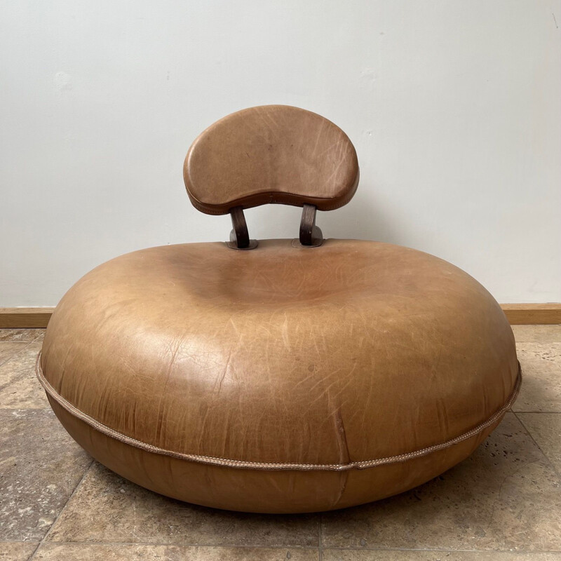 Pair of vintage leather inflatable lounge chairs