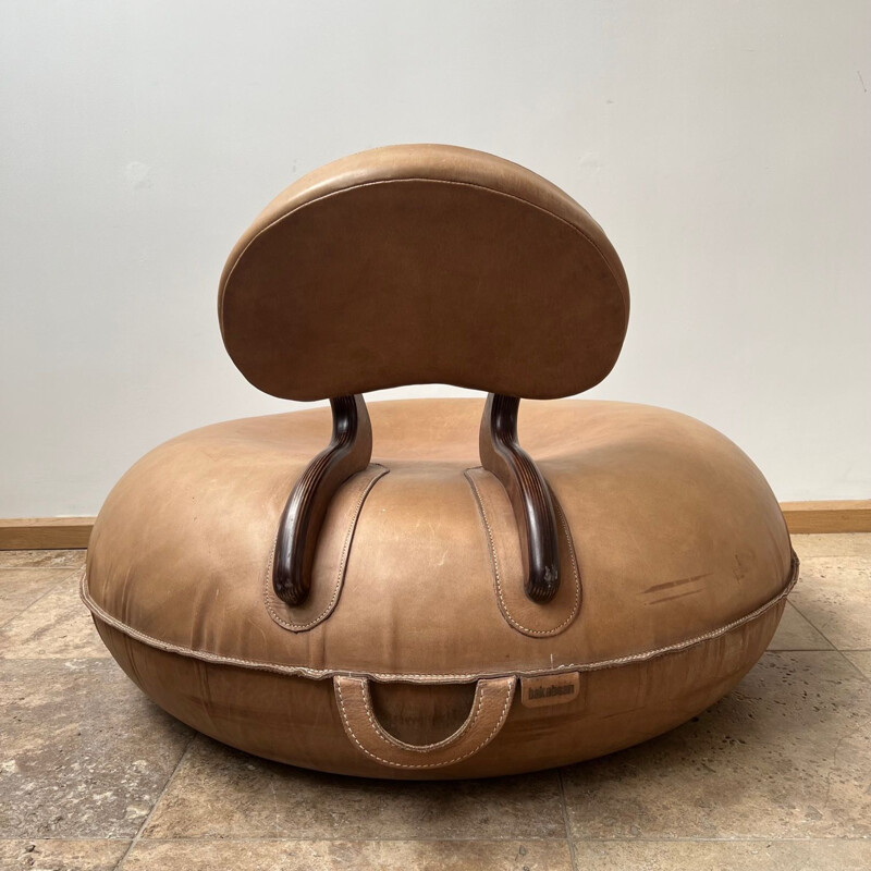 Pair of vintage leather inflatable lounge chairs