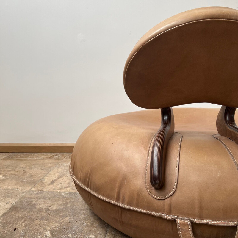 Paar aufblasbare Vintage-Liegestühle aus Leder