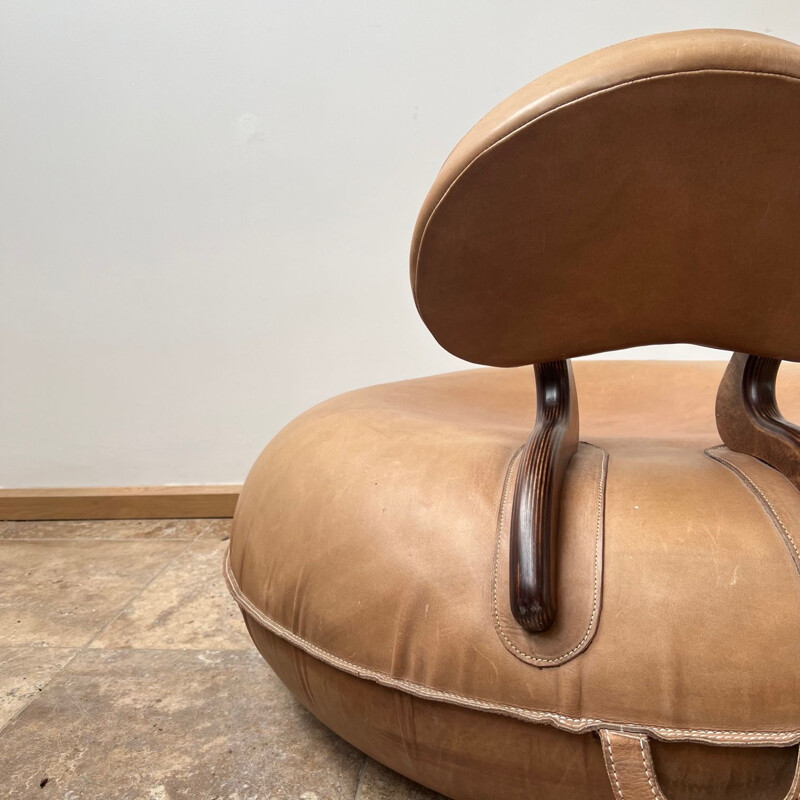Pair of vintage leather inflatable lounge chairs