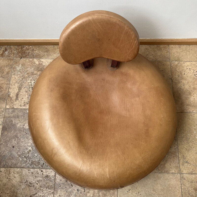 Pair of vintage leather inflatable lounge chairs