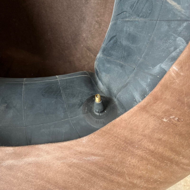 Paire de chaises longues vintage gonflables en cuir