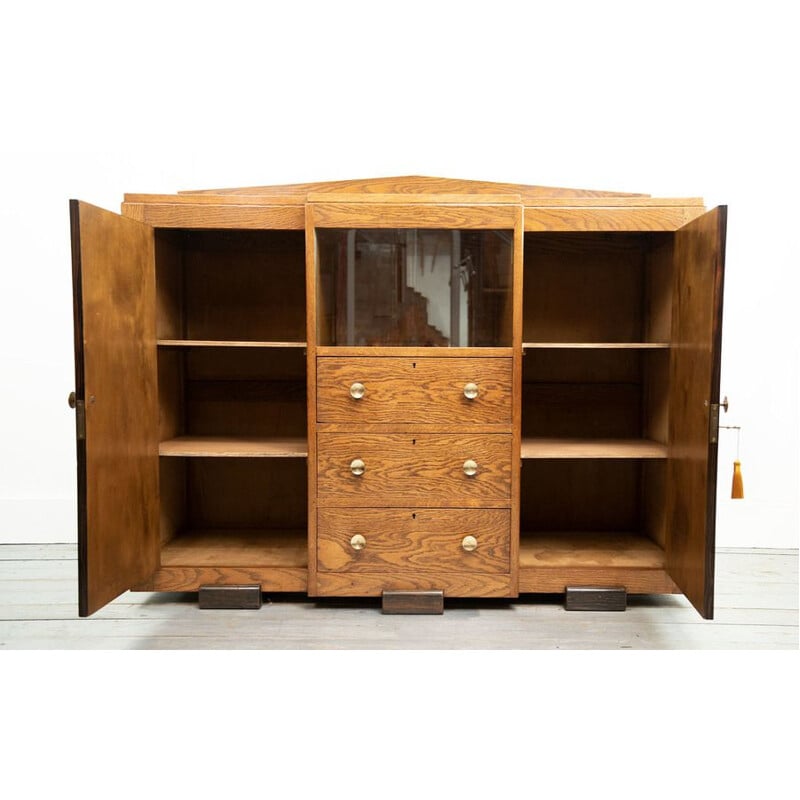 Vintage Art Deco oak and coromandel sideboard from the Amsterdam school, Netherlands 1910