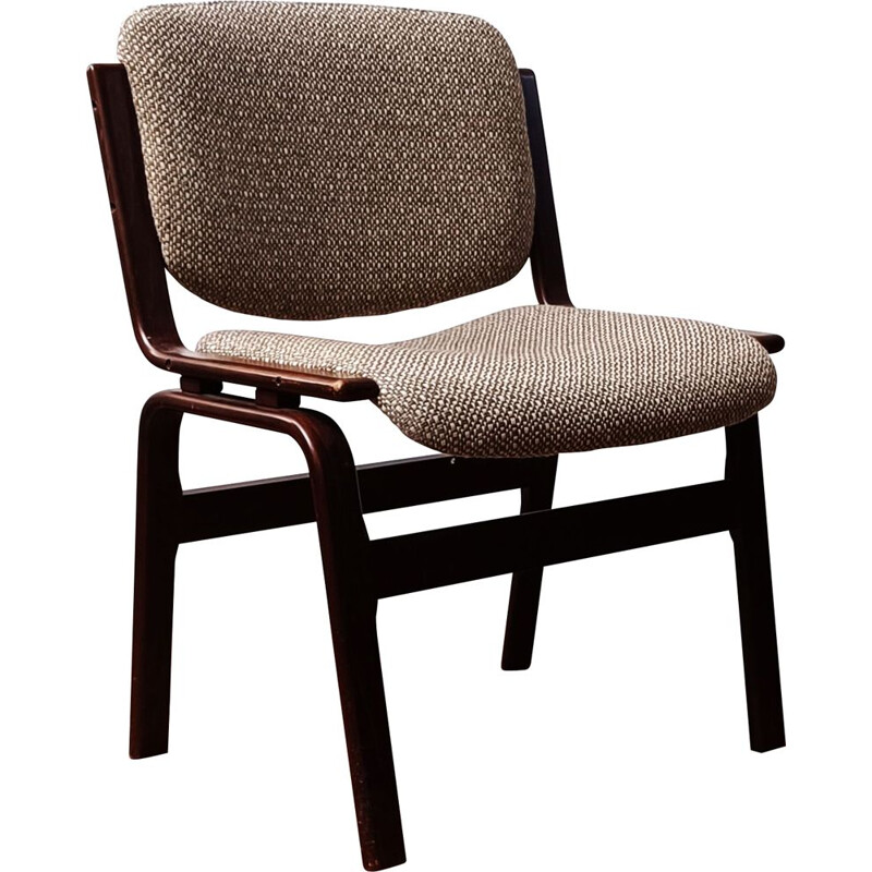 Vintage stoel in donker hout en wol