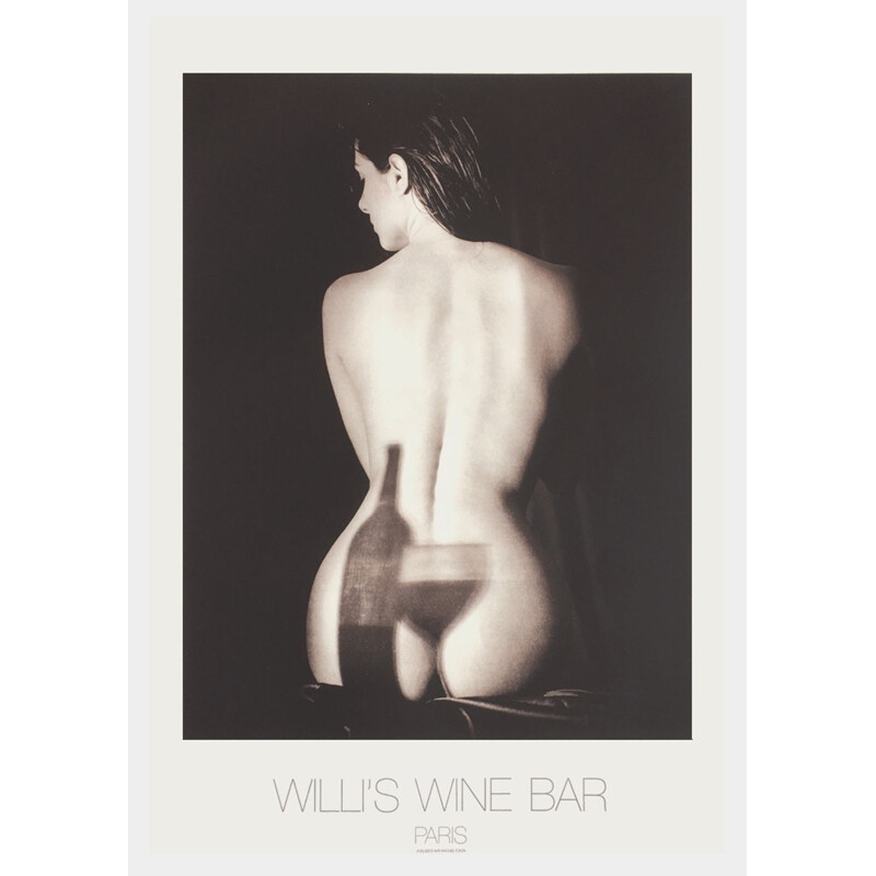 Vintage poster "Willi's Wine Bar" door Hanabusa Lyu, 1993