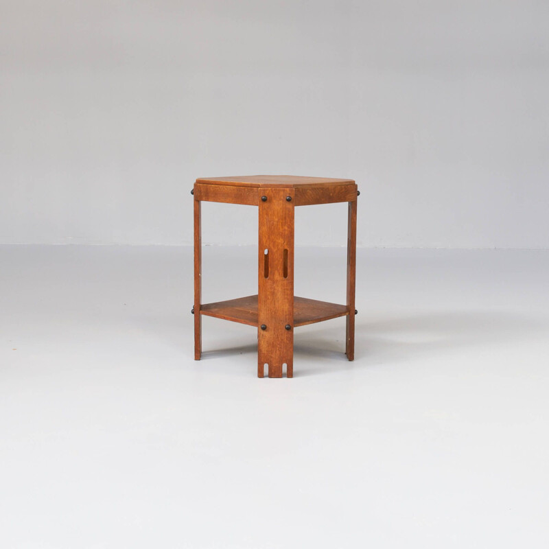 Art Deco vintage oakwood side table for Speelman Rotterdam, Netherlans