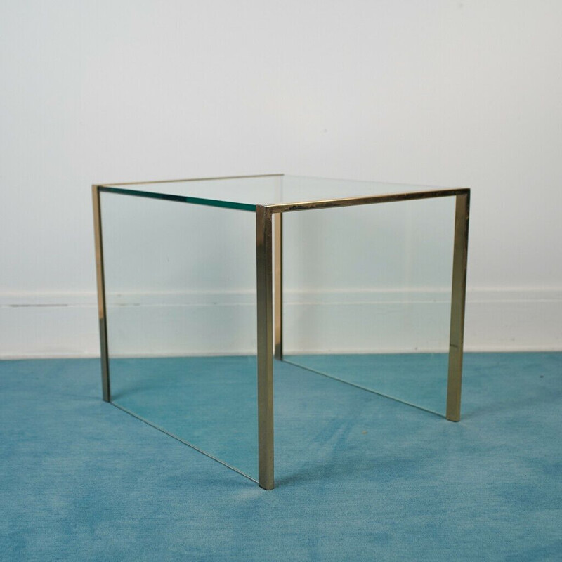 Paire de tables basses vintage en cristal cubique, 1970