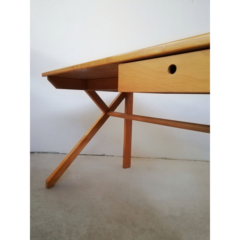 Vintage wooden desk, Italy 1980s