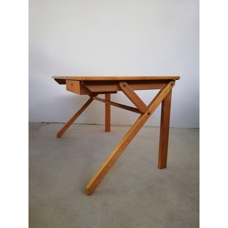 Vintage wooden desk, Italy 1980s