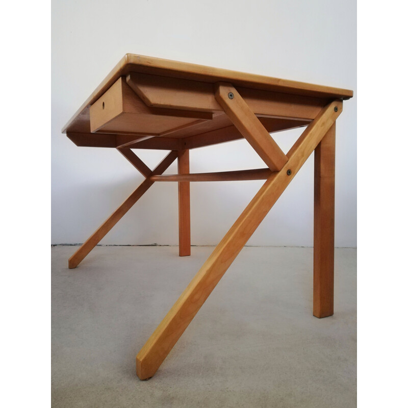 Vintage wooden desk, Italy 1980s