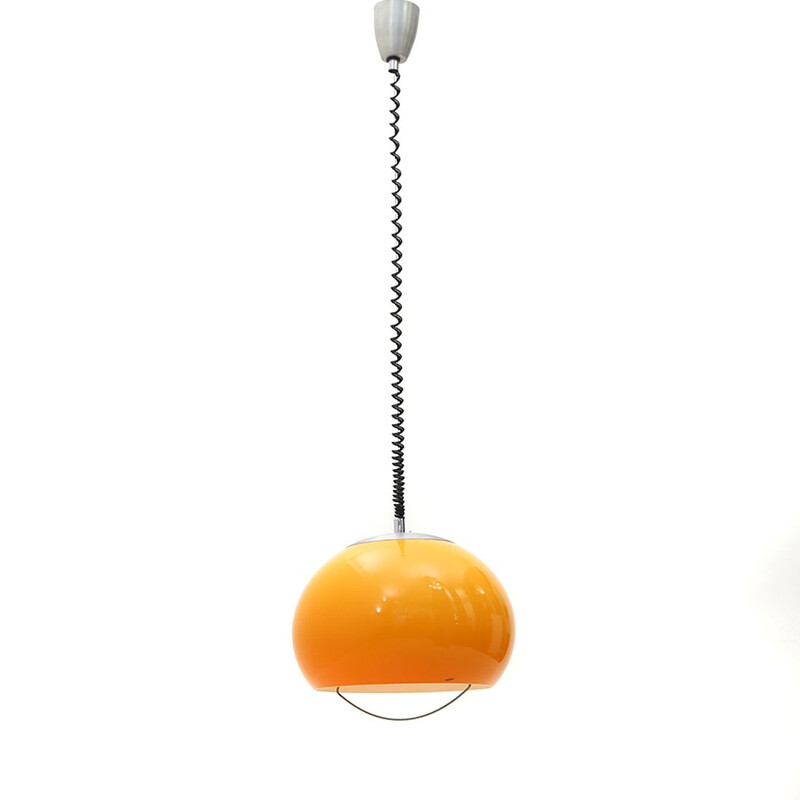 Vintage Up and down chandelier in orange methacrylate by Stilux, 1960s