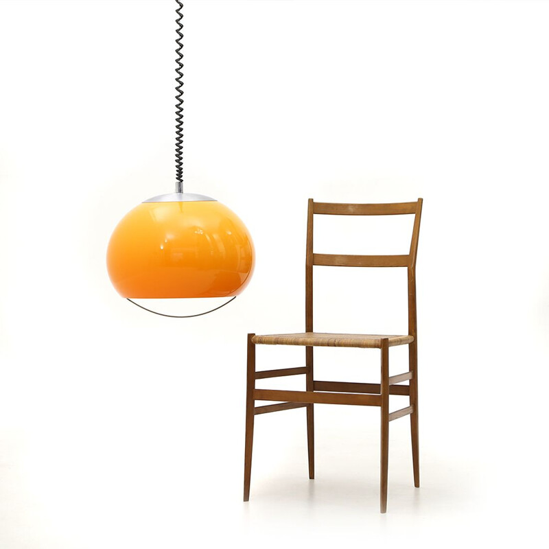 Vintage Up and down chandelier in orange methacrylate by Stilux, 1960s