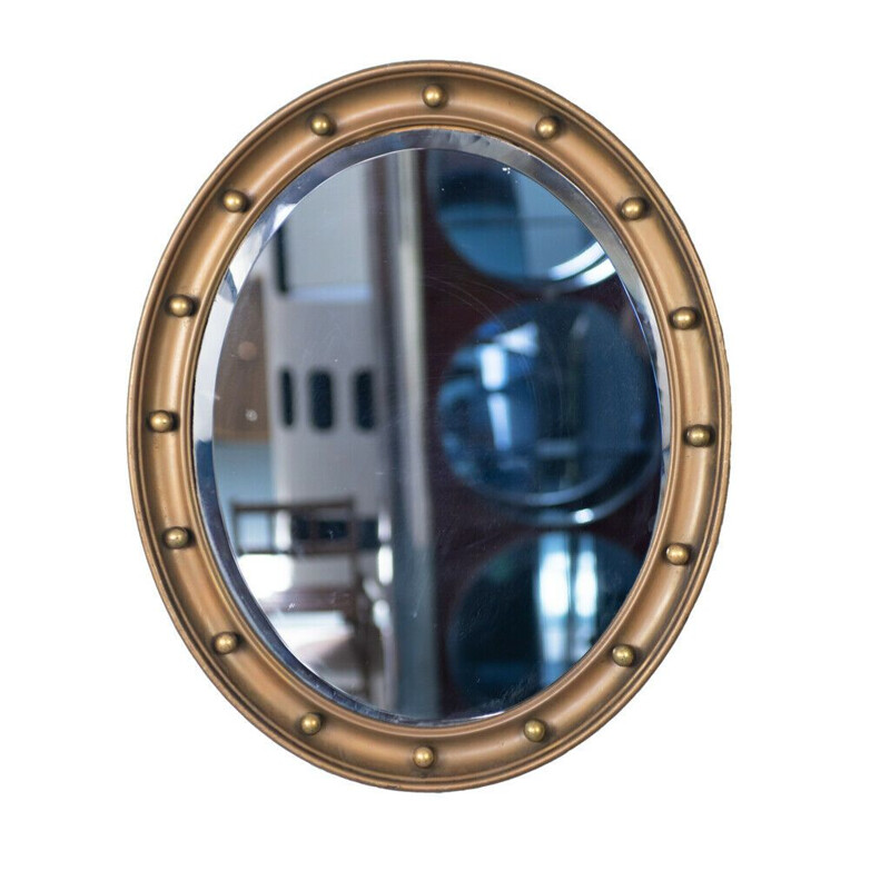 Vintage oval mirror in gold wood