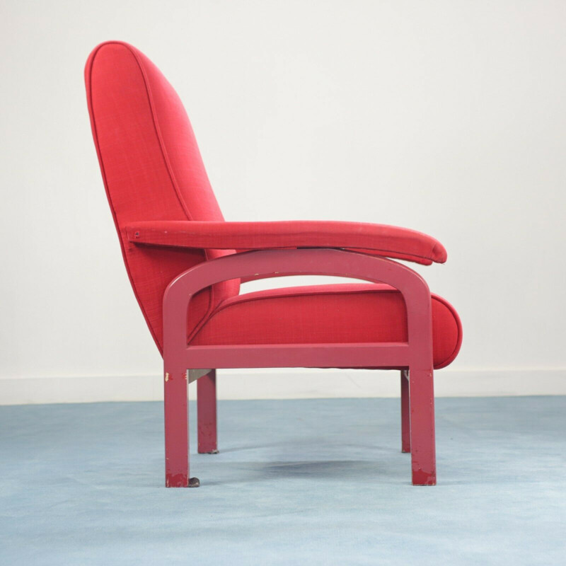 Fauteuil rouge inclinable vintage, 1970