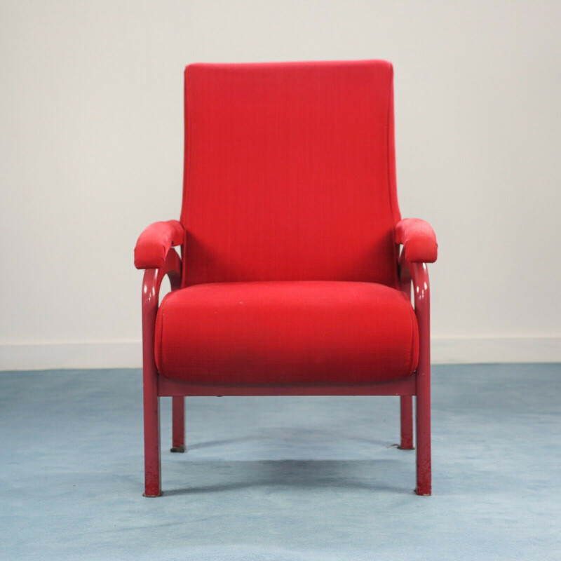 Fauteuil rouge inclinable vintage, 1970