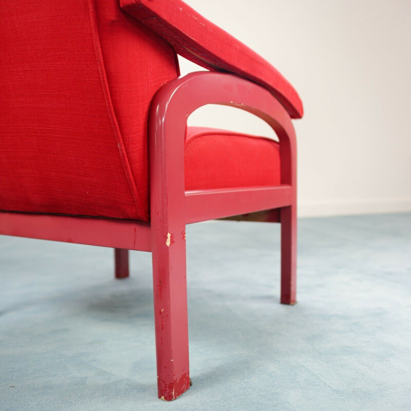 Vintage reclinável vermelho, 1970