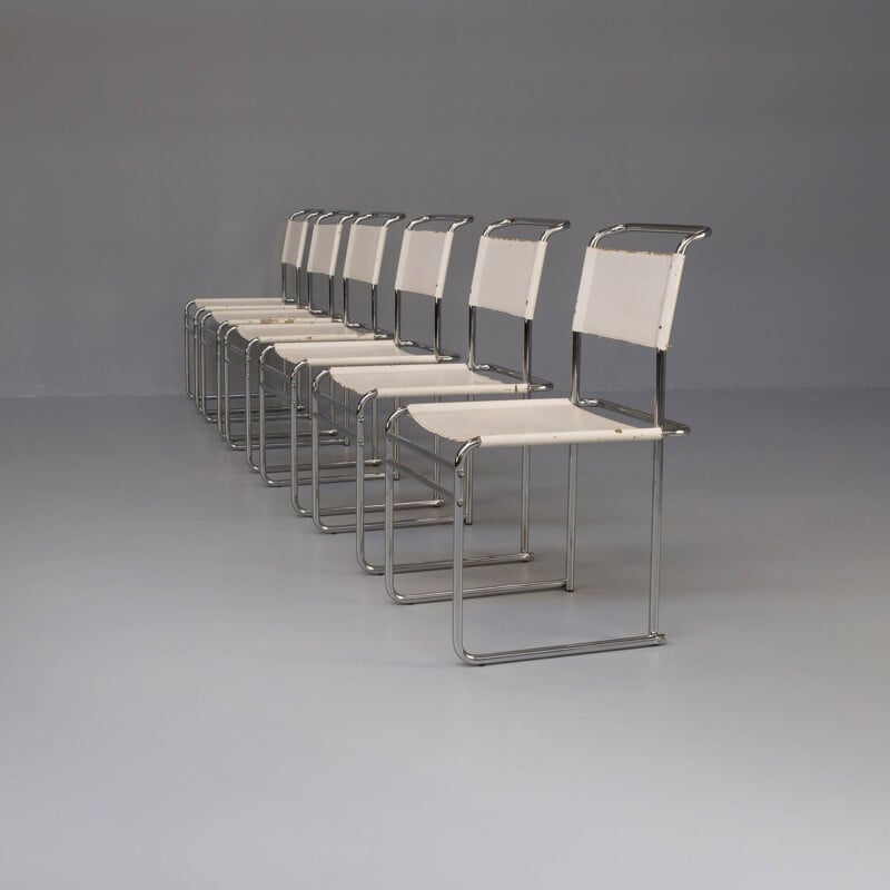 Ensemble de 6 chaises vintage en acier tubulaire modèle B5 par Marcel Breuer