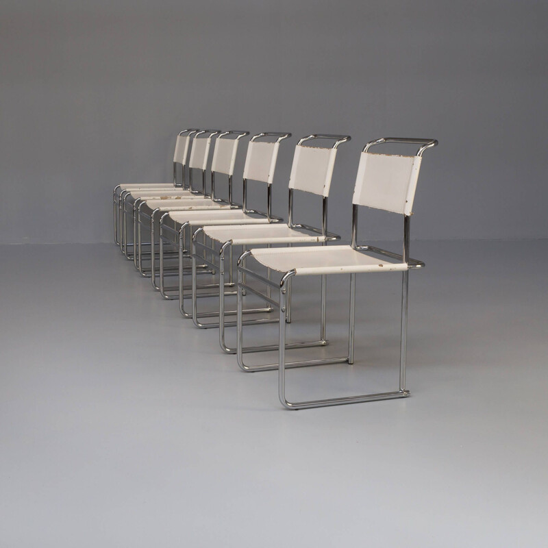 Set of 6 vintage tubular steel model B5 dining chairs by Marcel Breuer