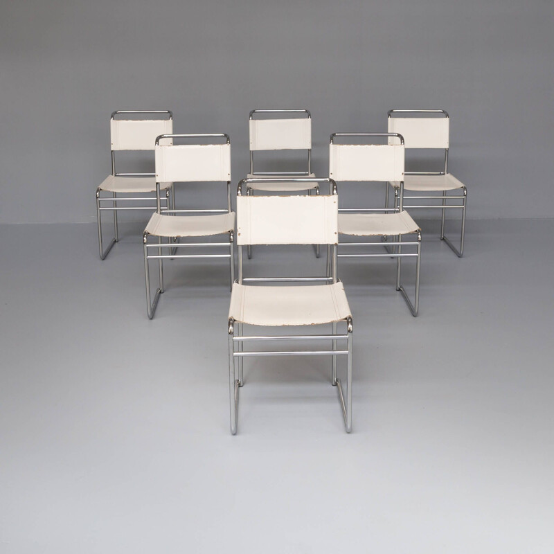 Set of 6 vintage tubular steel model B5 dining chairs by Marcel Breuer