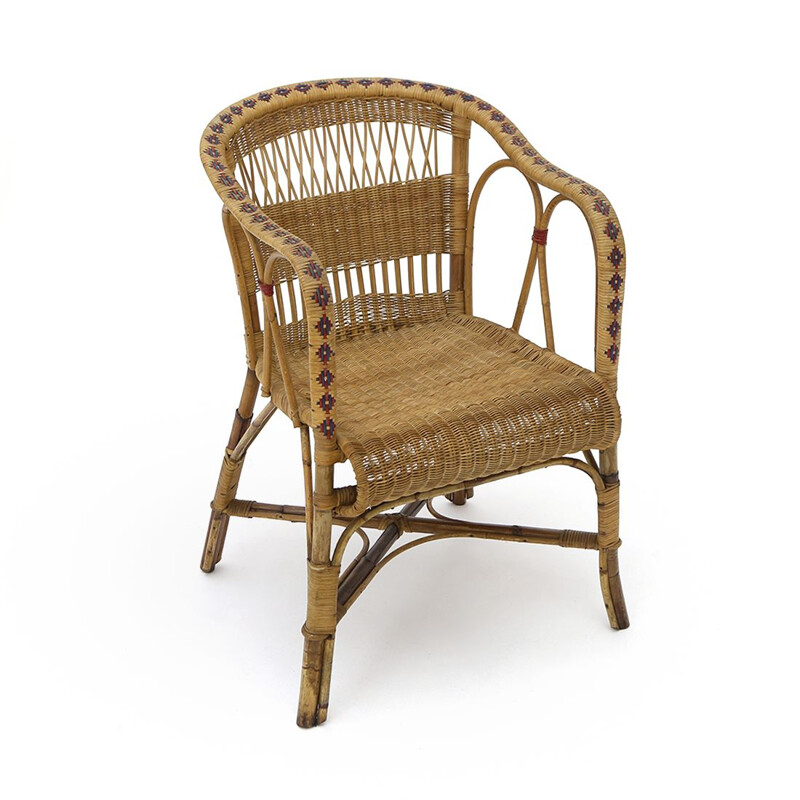 Vintage rattan armchair, 1930s