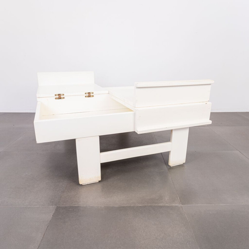 Table basse vintage en bois laqué blanc, 1970