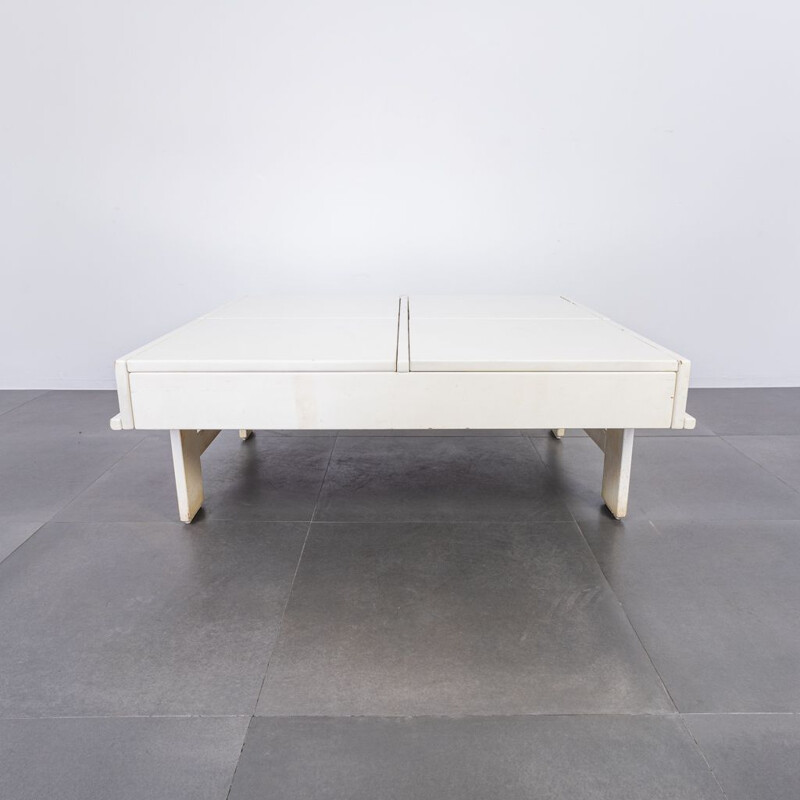 Table basse vintage en bois laqué blanc, 1970