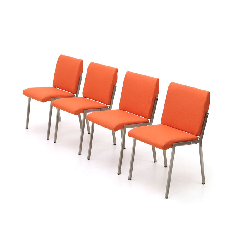 Set van 4 vintage stoelen in rode stof van Gianni Moscatelli voor Formanova, 1970