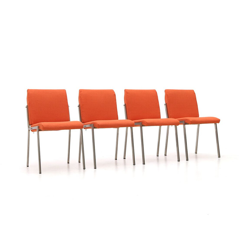 Set van 4 vintage stoelen in rode stof van Gianni Moscatelli voor Formanova, 1970