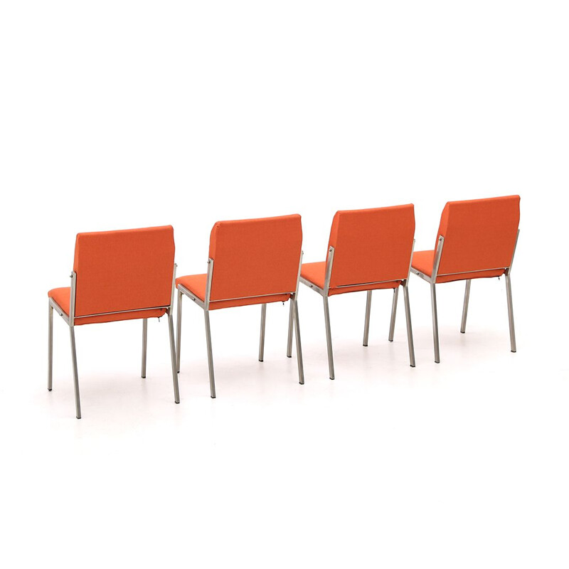 Satz von 4 Vintage-Stühlen in rotem Stoff von Gianni Moscatelli für Formanova, 1970